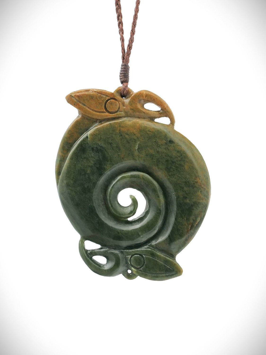 Moko Pounamu Koropepe Genuine NZ Kawakawa Flower Greenstone - Nukutawhiti