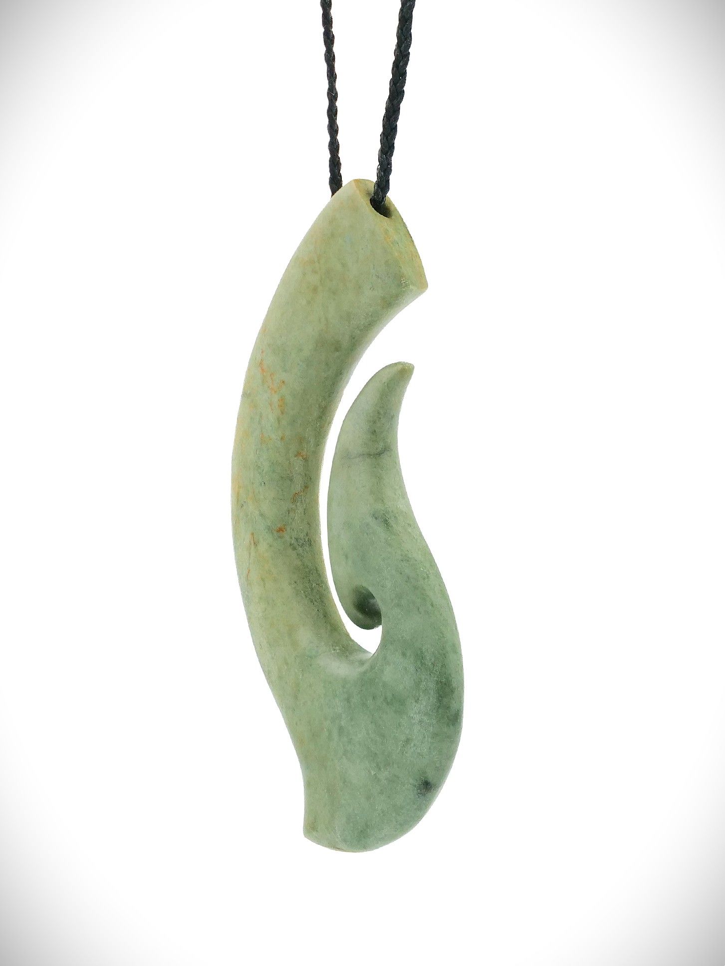 Moko Pounamu Hei Matau (Hook) NZ Genuine Auhunga Greenstone - Pukewharariki