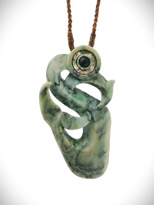 Moko Pounamu Manaia NZ Genuine Te Tau Ihu (Nelson) Inanga Greenstone - Maropiu