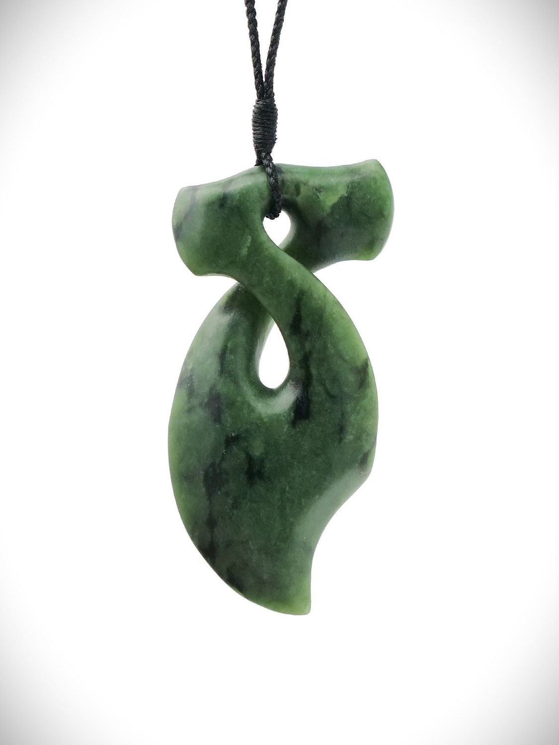 Moko Pounamu Single Pikorua (Twist) NZ Genuine Kawakawa Greenstone - Whatoro Moko Pounamu Single Pikorua (Twist) NZ Genuine Kawakawa Greenstone - Whatoro