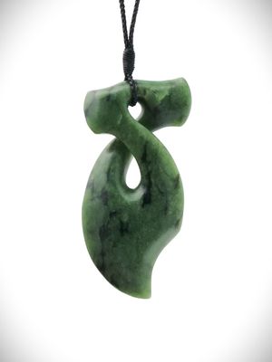 Moko Pounamu Single Pikorua (Twist) NZ Genuine Kawakawa Greenstone - Whatoro