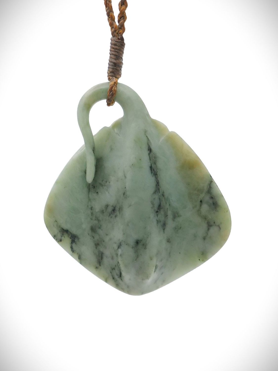 Moko Pounamu Te Whai Rahi (Manta Ray) Genuine NZ Te Tau Ihu Inanga Greenstone - Haumoana Moko Pounamu Te Whai Rahi (Manta Ray) Genuine NZ Te Tau Ihu Inanga Greenstone - Haumoana