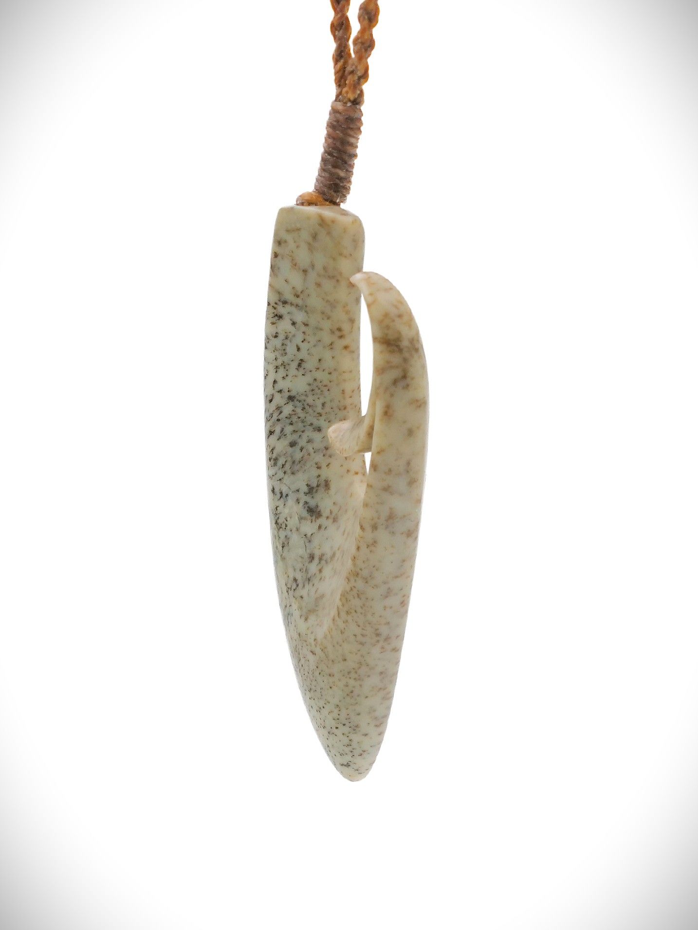 Moko Pounamu Hei Matau NZ Genuine Kokopu Greenstone - Tangiteroria