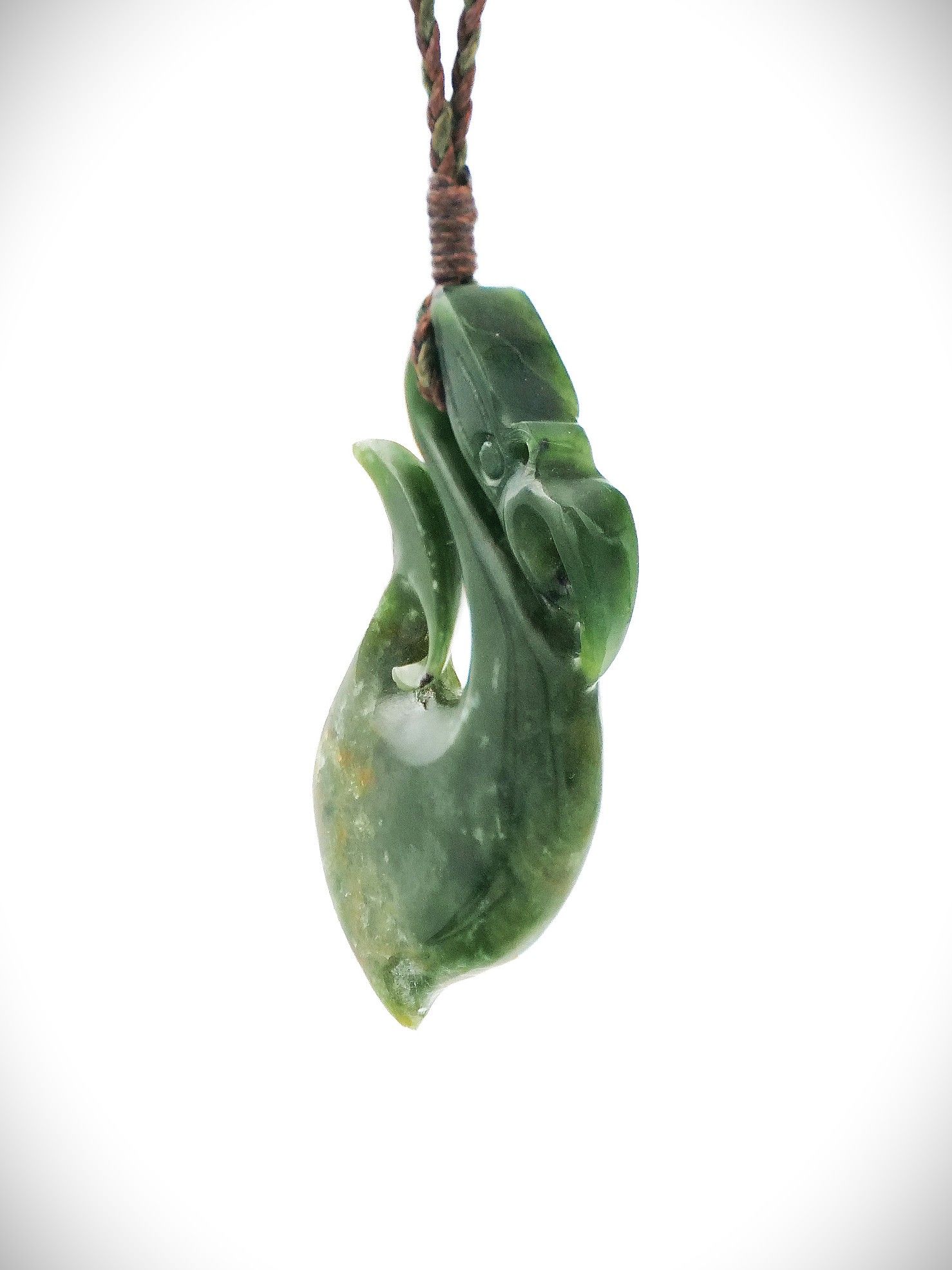 Moko Pounamu Manaia NZ Genuine Kawakawa Flower Greenstone - Manapouri