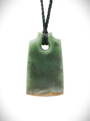 Moko Pounamu Contemporary Toki NZ Genuine Kawakawa Flower Greenstone - Pukehuia