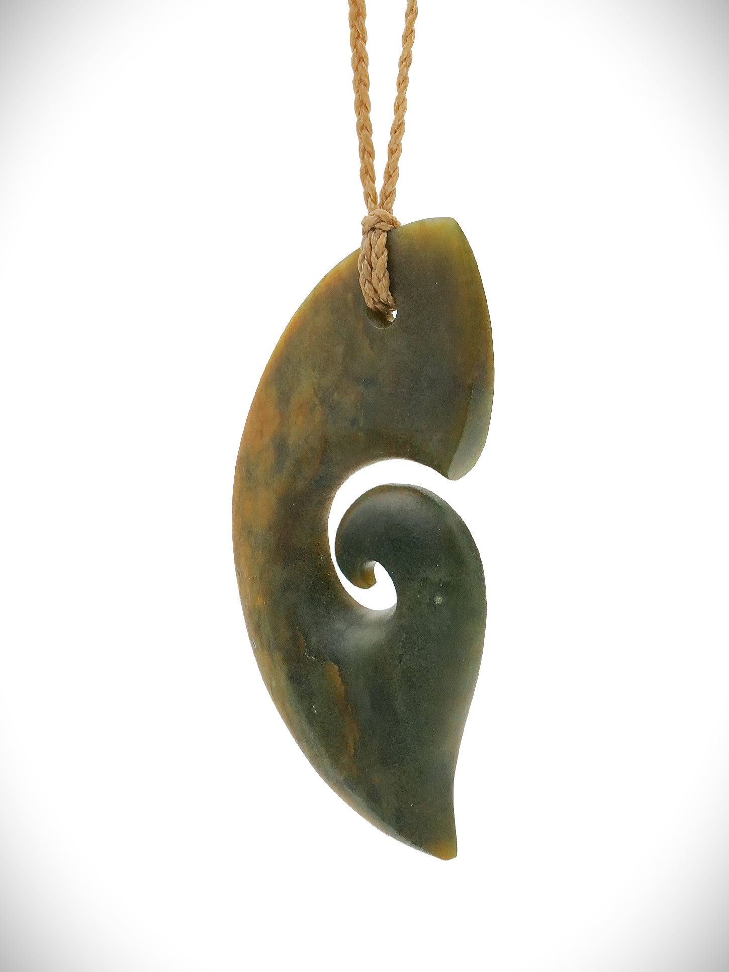 Moko Pounamu Hei Matau (Hook) NZ Genuine Raukaraka Greenstone - Takaka