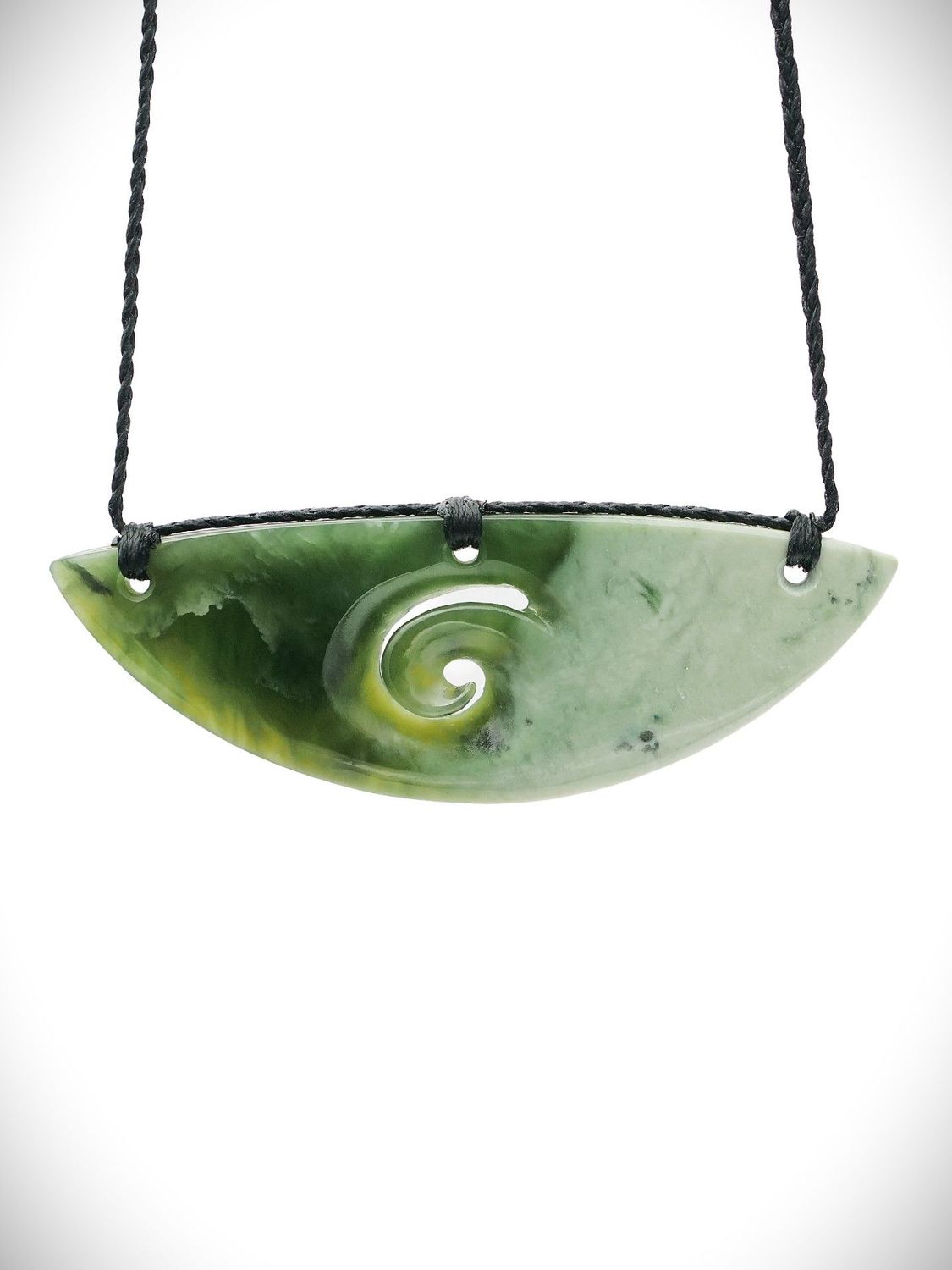 Moko Pounamu Kouma (Breastplate) NZ Genuine Kawakawa Flower Greenstone - Aratapu Moko Pounamu Kouma (Breastplate) NZ Genuine Kawakawa Flower Greenstone - Aratapu
