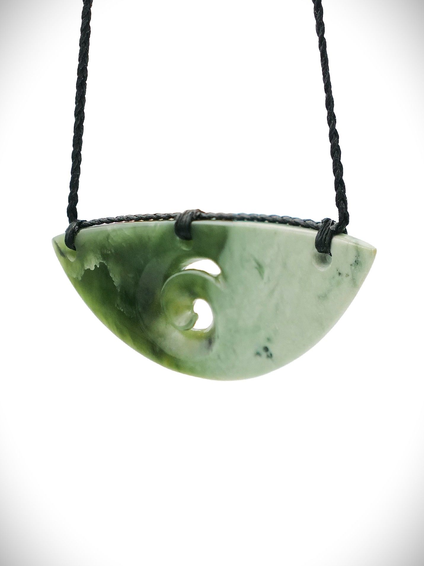 Moko Pounamu Kouma (Breastplate) NZ Genuine Kawakawa Flower Greenstone - Aratapu