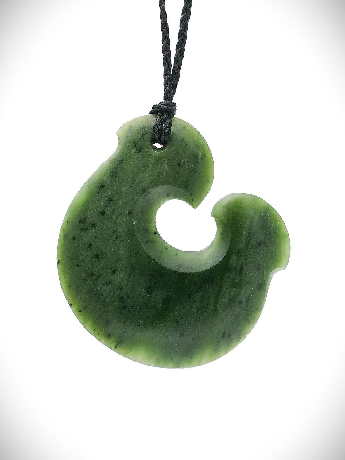 Moko Pounamu Hei Matau (Hook) NZ Genuine Kawakawa Greenstone - Turiwiri Moko Pounamu Hei Matau (Hook) NZ Genuine Kawakawa Greenstone - Turiwiri