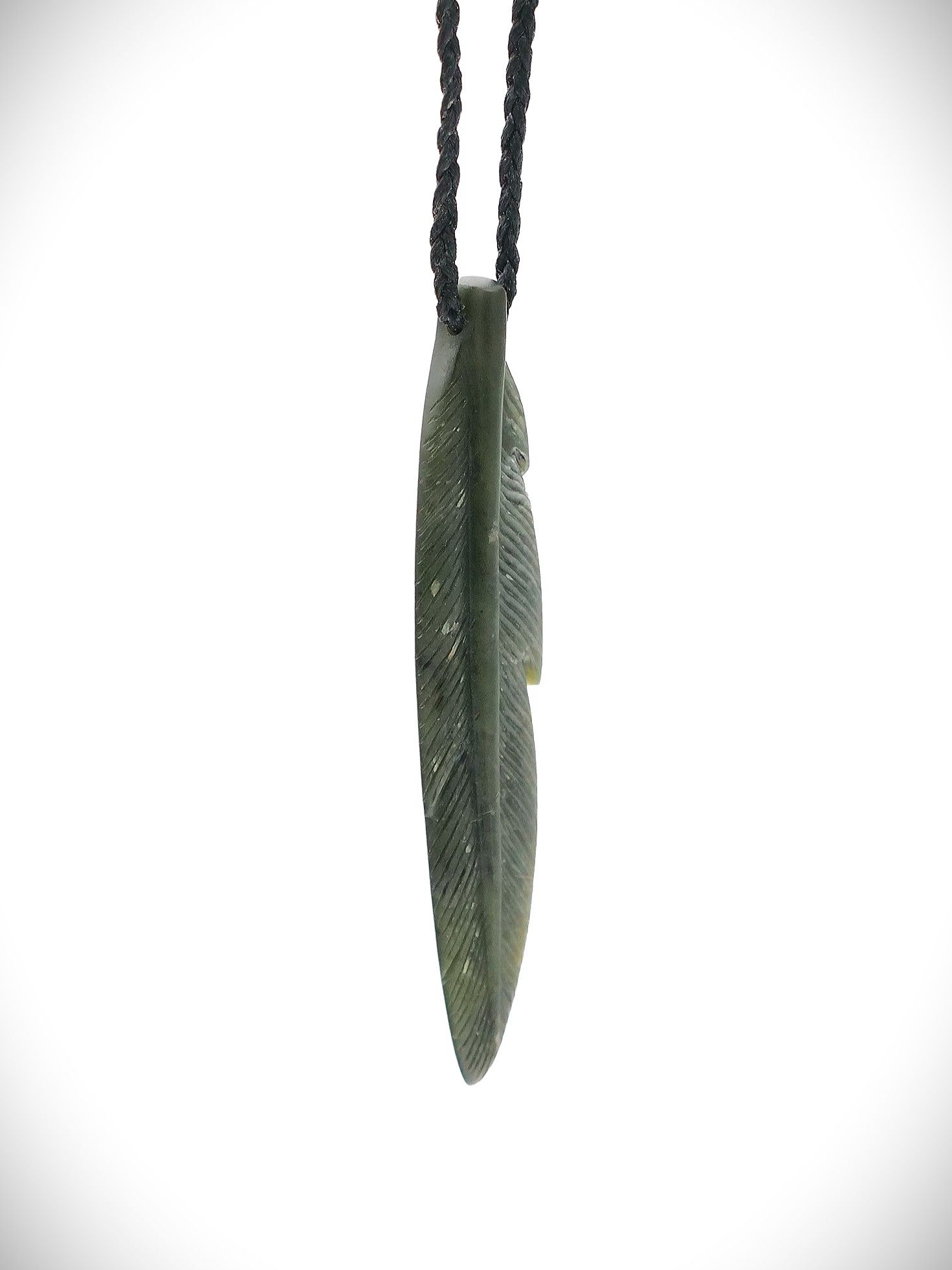 Moko Pounamu Huru (Feather) Genuine NZ Kawakawa Greenstone - Kahikatea