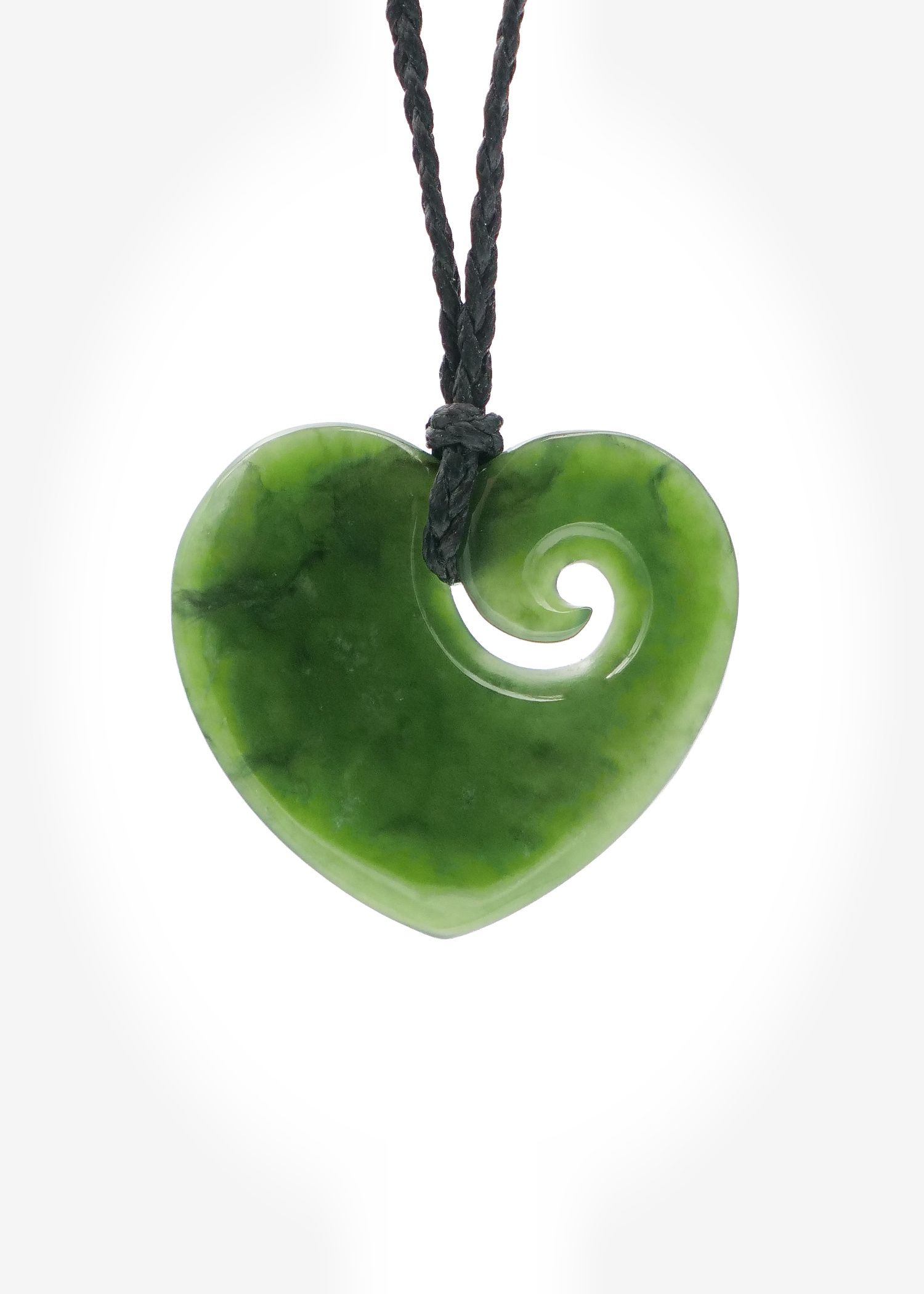 Moko Pounamu Heart NZ Genuine Kawakawa Greenstone - Kupe