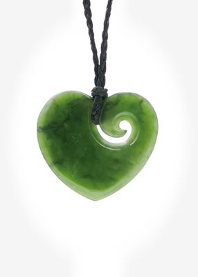 Moko Pounamu Manawa (Heart) NZ Genuine Kahurangi Greenstone - Kupe Moko Pounamu Manawa (Heart) NZ Genuine Kahurangi Greenstone - Kupe