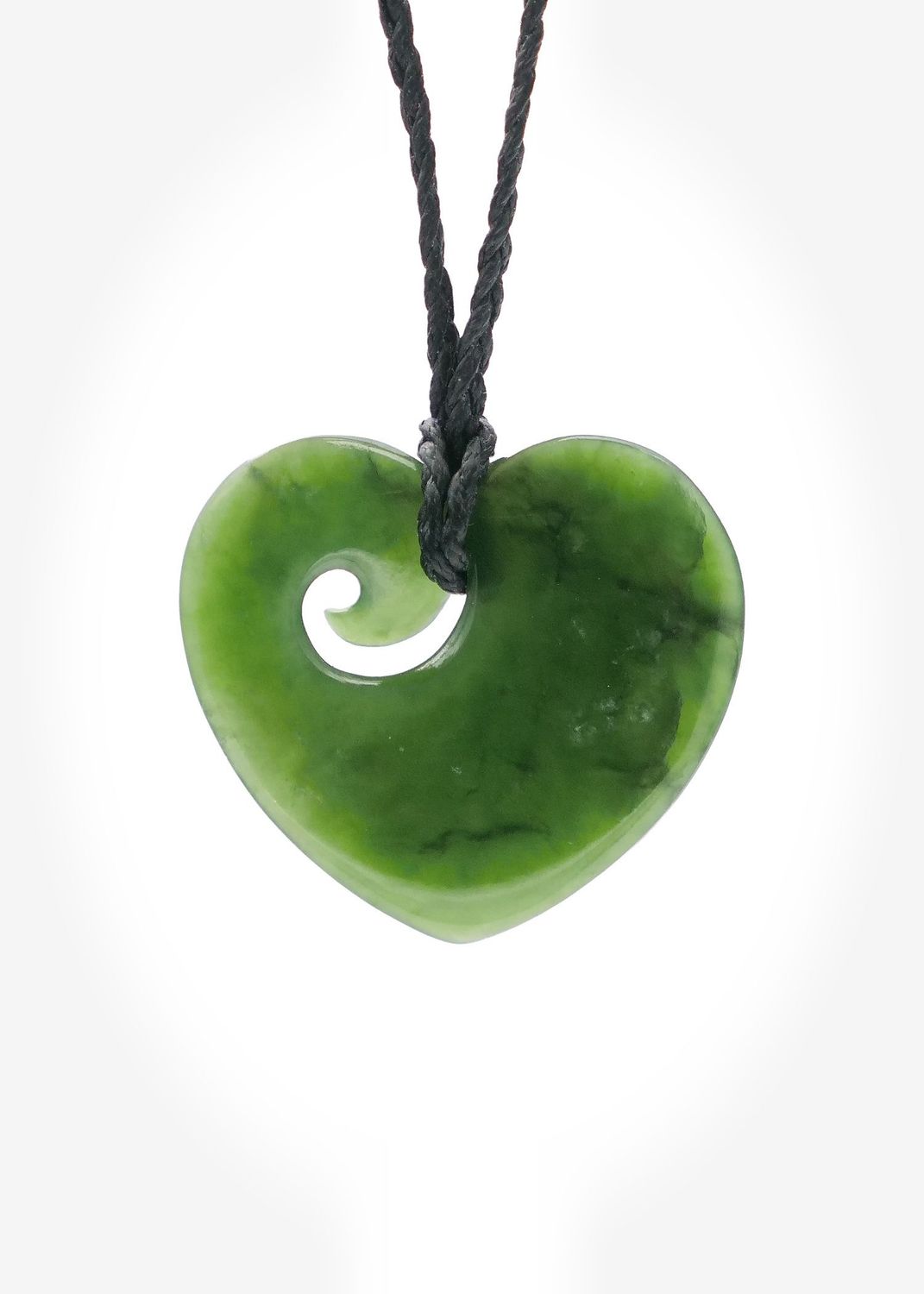 Moko Pounamu Heart NZ Genuine Kawakawa Greenstone - Kupe Moko Pounamu Heart NZ Genuine Kawakawa Greenstone - Kupe