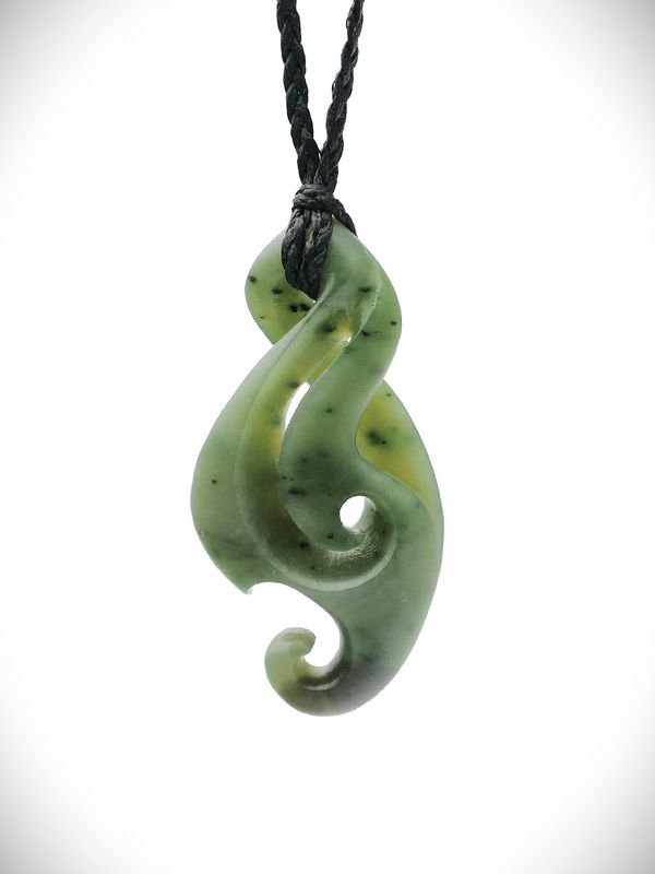 Moko Pounamu Single Pikorua Genuine NZ Kawakawa Greenstone - Motutaiko Moko Pounamu Single Pikorua Genuine NZ Kawakawa Greenstone - Motutaiko
