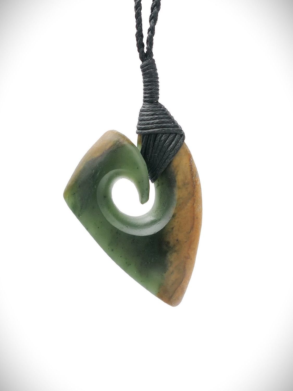 Moko Pounamu Hei Matau NZ Genuine Marsden Flower Greenstone - Manawaru