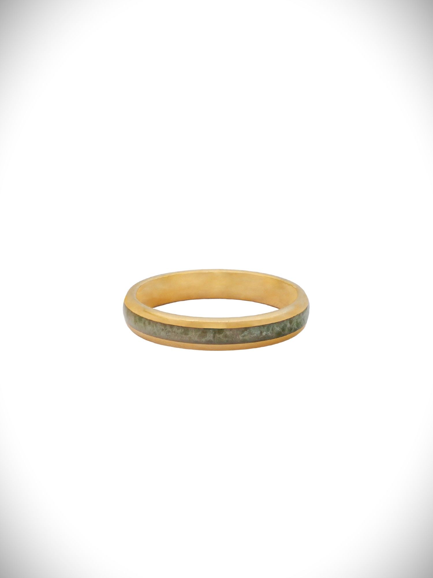 Moko Pounamu Couples Ring Set, Gold Plated Tungsten Carbide & Genuine NZ Kawakawa Greenstone Band Rings GTBR-CP 4mm + 4mm