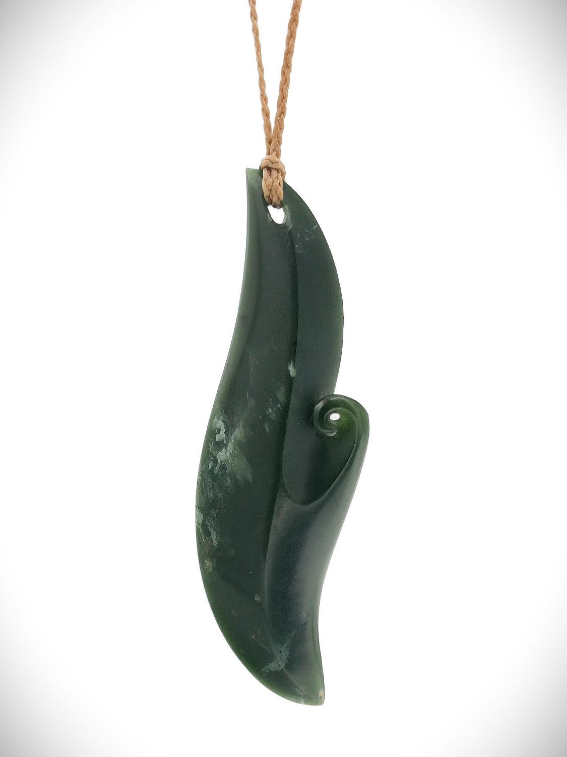 Moko Pounamu Artistic Leaf Genuine NZ Kawakawa Greenstone - Tangiteroria