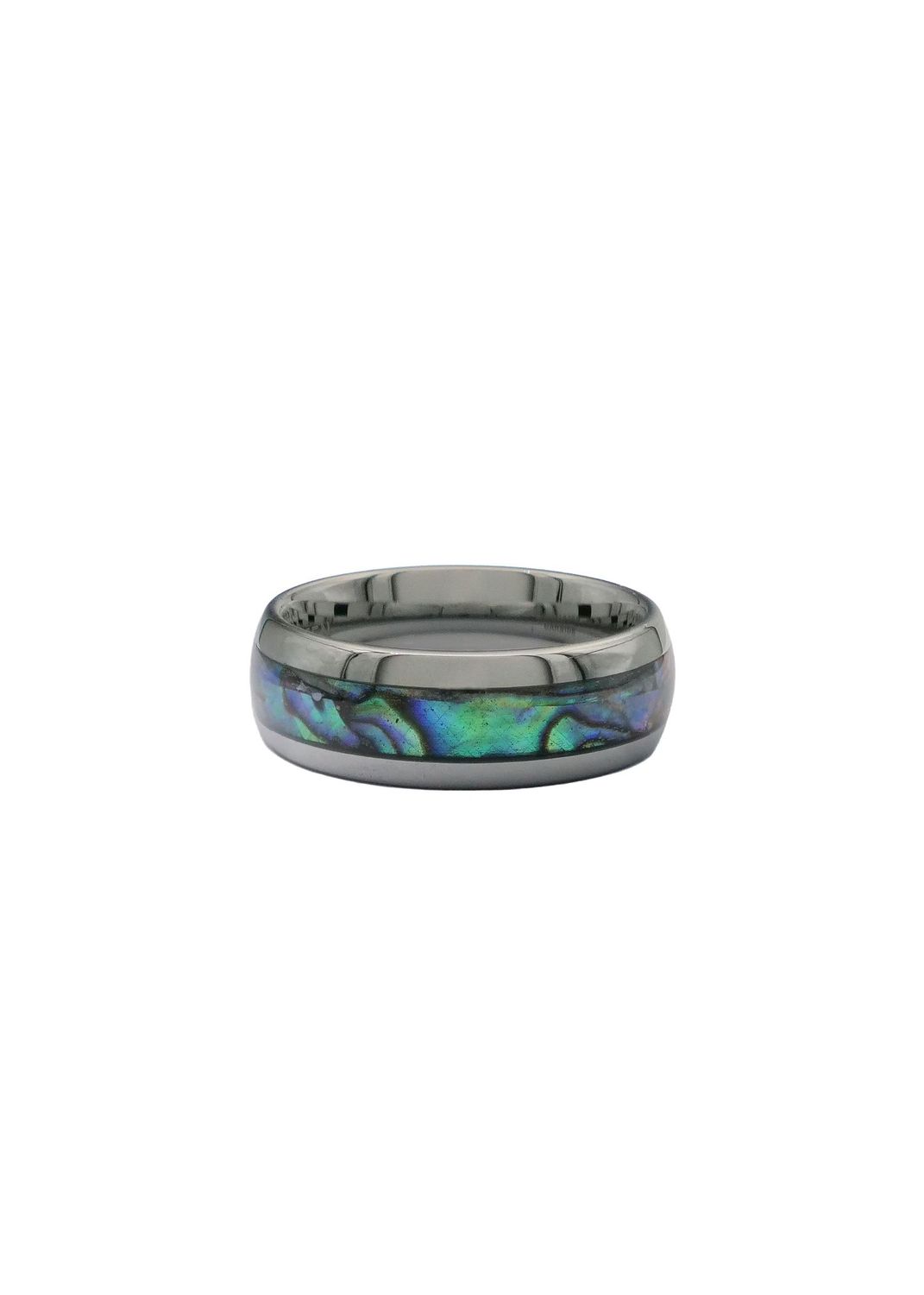 Moko Pounamu Tungsten Carbide & Paua Band Ring 8mm TBRP8