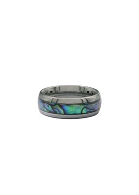 Moko Pounamu Tungsten Carbide & Paua Band Ring 8mm TBRP8
