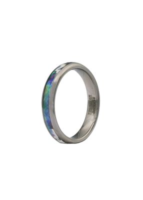 Moko Pounamu Tungsten Carbide & Paua Band Ring 4mm TBRP4