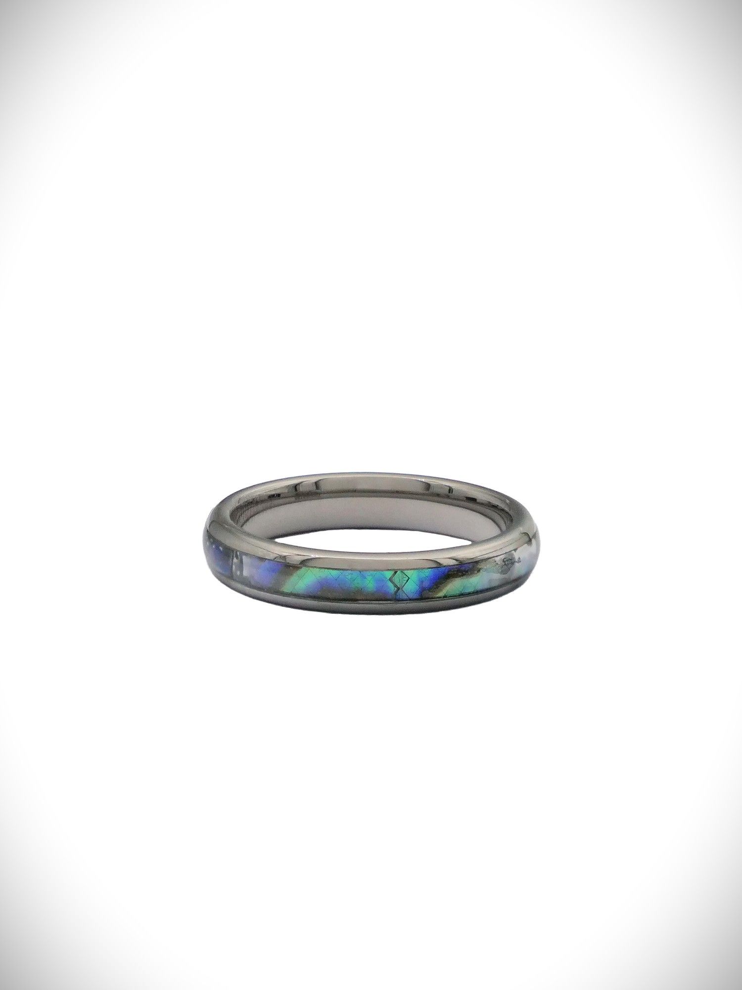 Moko Pounamu Tungsten Carbide & Paua Band Ring 4mm TBRP4