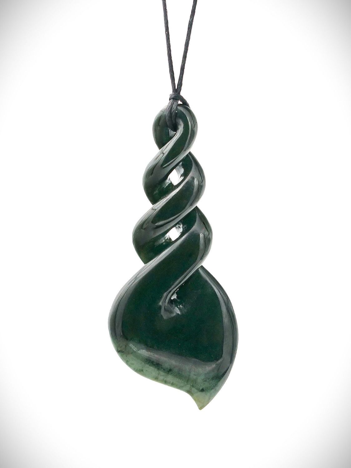 Moko Pounamu Triple Pikorua NZ Genuine Kawakawa Flower Greenstone - Mareretu Moko Pounamu Triple Pikorua NZ Genuine Kawakawa Flower Greenstone - Mareretu