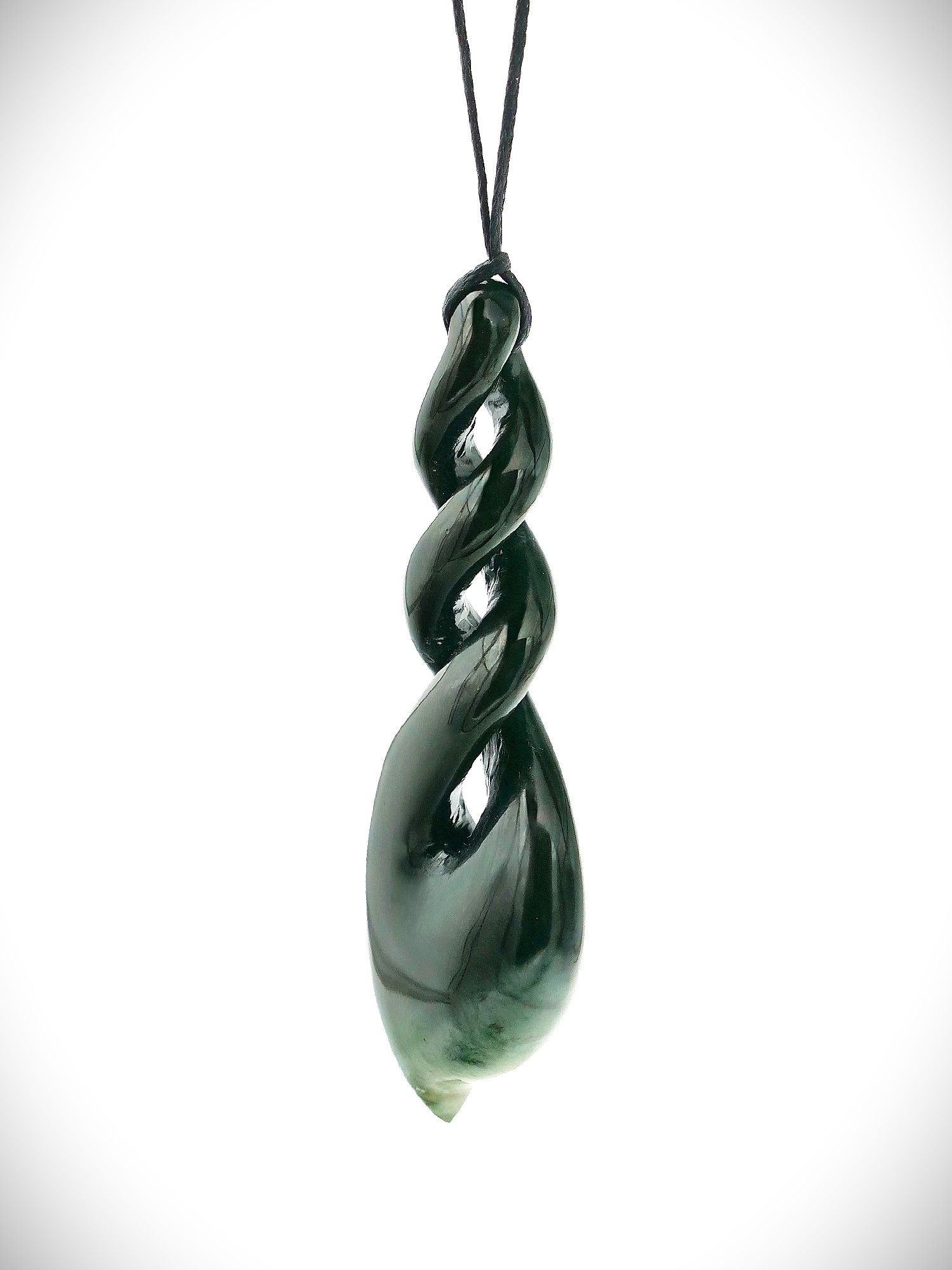 Moko Pounamu Triple Pikorua NZ Genuine Kawakawa Flower Greenstone - Mareretu