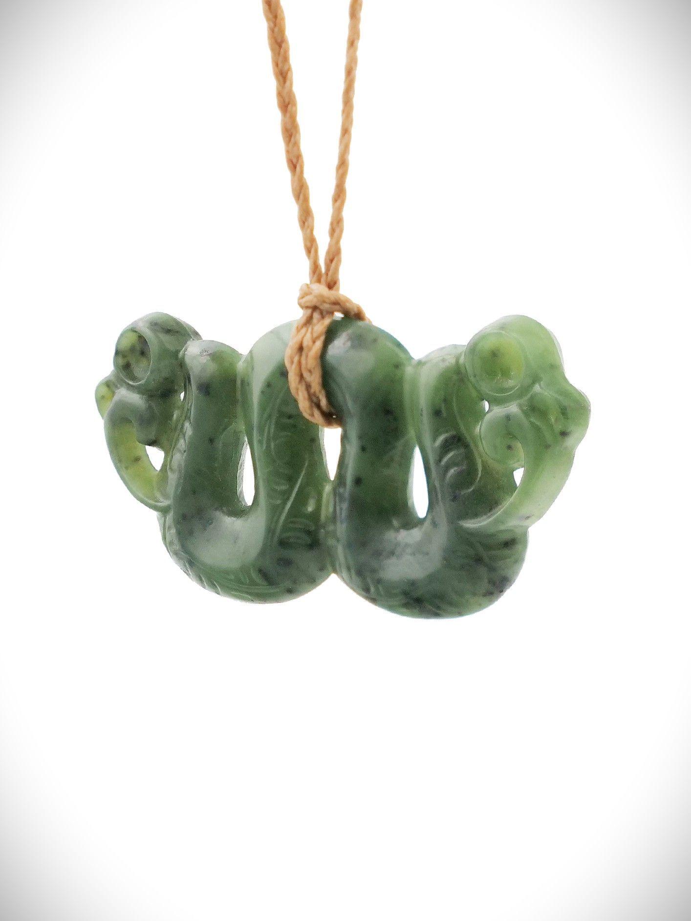Moko Pounamu Peka Peka NZ Genuine Kawakawa Greenstone - Waitati