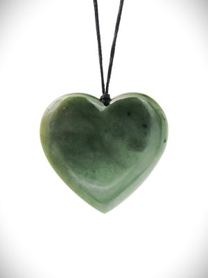 Moko Pounamu Manawa (Heart) NZ Genuine Inanga Greenstone - Wharetana