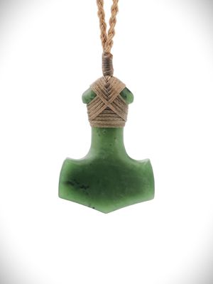 Moko Pounamu Mjölnir Thor's Hammer NZ Genuine Kawakawa Greenstone - Hama Moko Pounamu Mjölnir Thor's Hammer NZ Genuine Kawakawa Greenstone - Hama