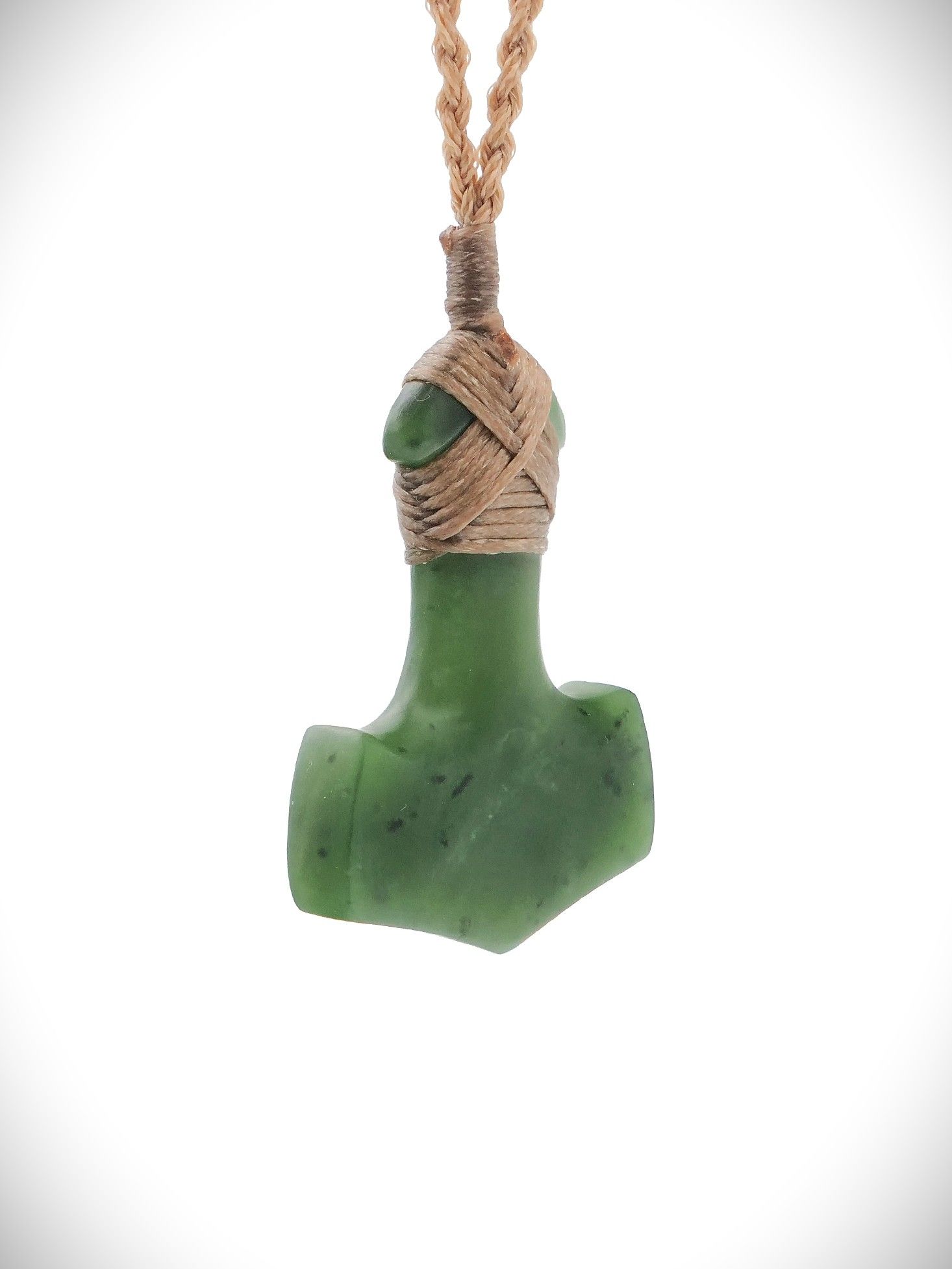 Moko Pounamu Mjölnir Thor's Hammer NZ Genuine Kawakawa Greenstone - Hama