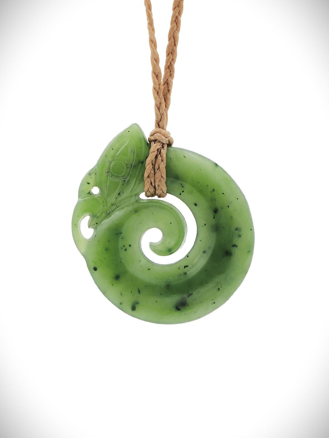 Moko Pounamu Koropepe NZ Genuine Kawakawa Greenstone - Maungakura