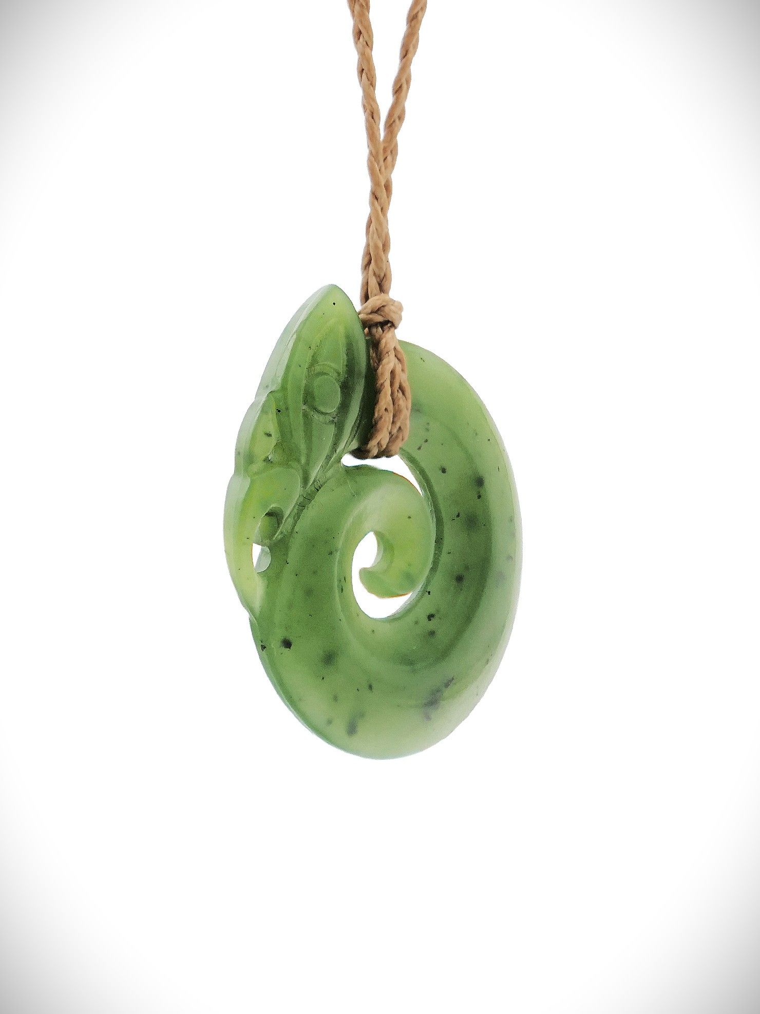 Moko Pounamu Koropepe NZ Genuine Kawakawa Greenstone - Maungakura