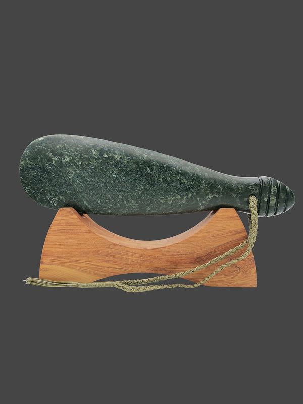Moko Pounamu Mere Sculpture NZ Genuine Kawakawa Pounamu - Oruawharo Moko Pounamu Mere Sculpture NZ Genuine Kawakawa Pounamu - Oruawharo