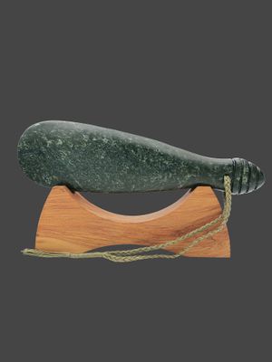 Moko Pounamu Mere Sculpture NZ Genuine Kawakawa Pounamu - Oruawharo