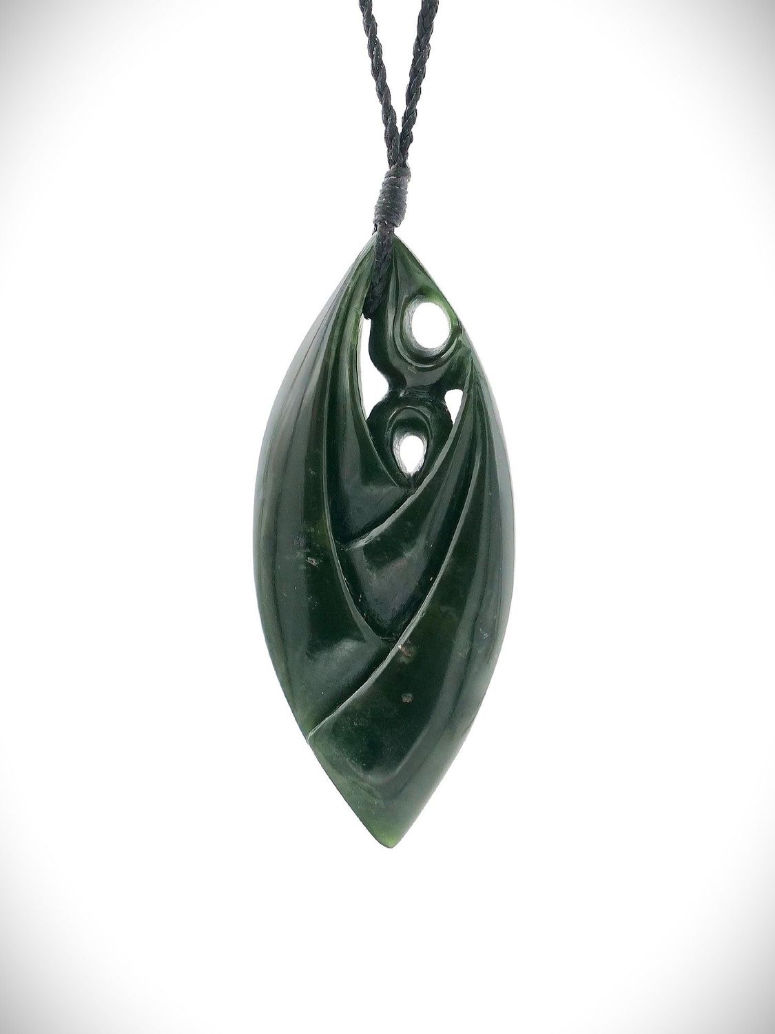 Moko Pounamu Manaia in Flower NZ Genuine Kawakawa Greenstone - Maheno