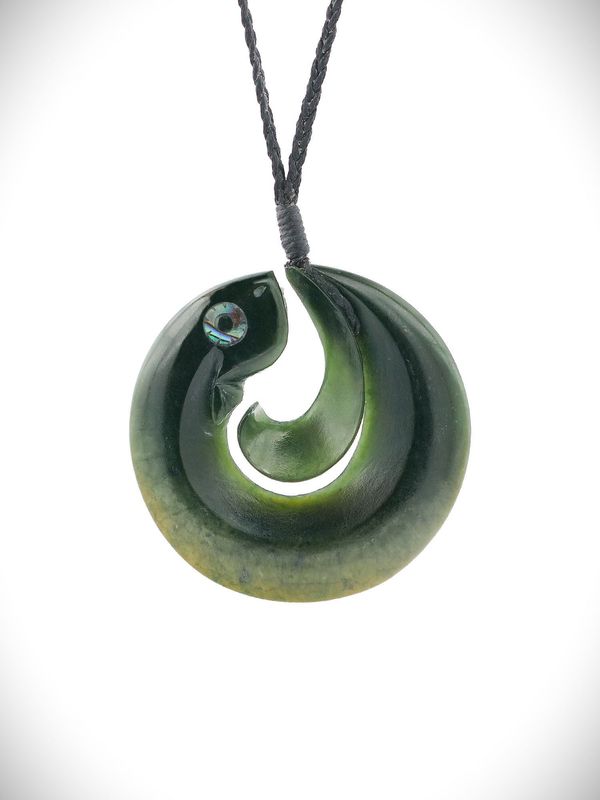 Moko Pounamu Koropepe NZ Genuine Kawakawa Flower Greenstone - Awatuna Moko Pounamu Koropepe NZ Genuine Kawakawa Flower Greenstone - Awatuna