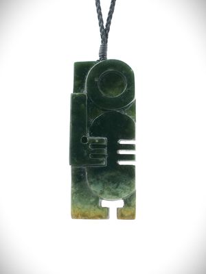 Moko Pounamu Manaia NZ Genuine Kawakawa Flower Greenstone - Pouto