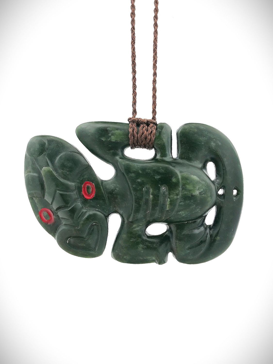 Moko Pounamu Hei Tiki NZ Genuine Kawakawa Greenstone - Motupipi Moko Pounamu Hei Tiki NZ Genuine Kawakawa Greenstone - Motupipi