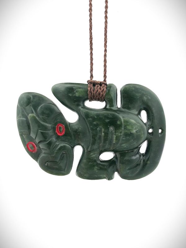 Moko Pounamu Hei Tiki NZ Genuine Kawakawa Greenstone - Motupipi Moko Pounamu Hei Tiki NZ Genuine Kawakawa Greenstone - Motupipi