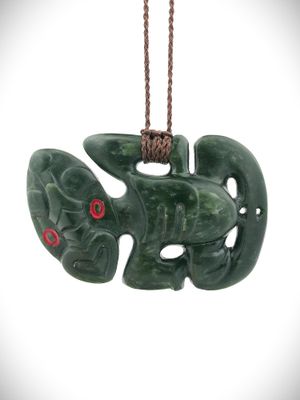 Moko Pounamu Hei Tiki NZ Genuine Kawakawa Greenstone - Motupipi Moko Pounamu Hei Tiki NZ Genuine Kawakawa Greenstone - Motupipi