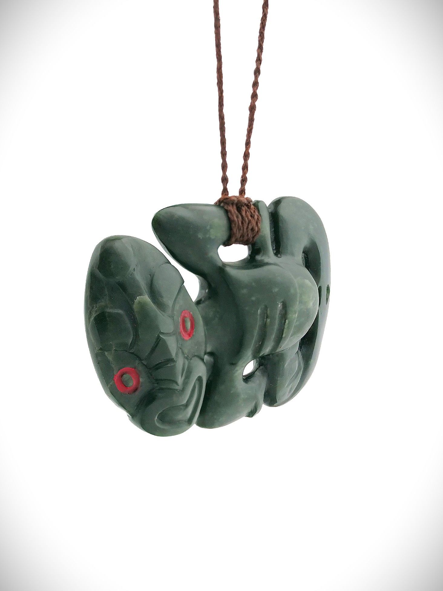 Moko Pounamu Hei Tiki NZ Genuine Kawakawa Greenstone - Motupipi