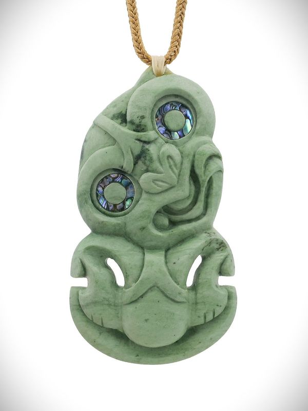 Moko Pounamu Hei Tiki NZ Genuine Auhunga Greenstone - Tinopai Moko Pounamu Hei Tiki NZ Genuine Auhunga Greenstone - Tinopai