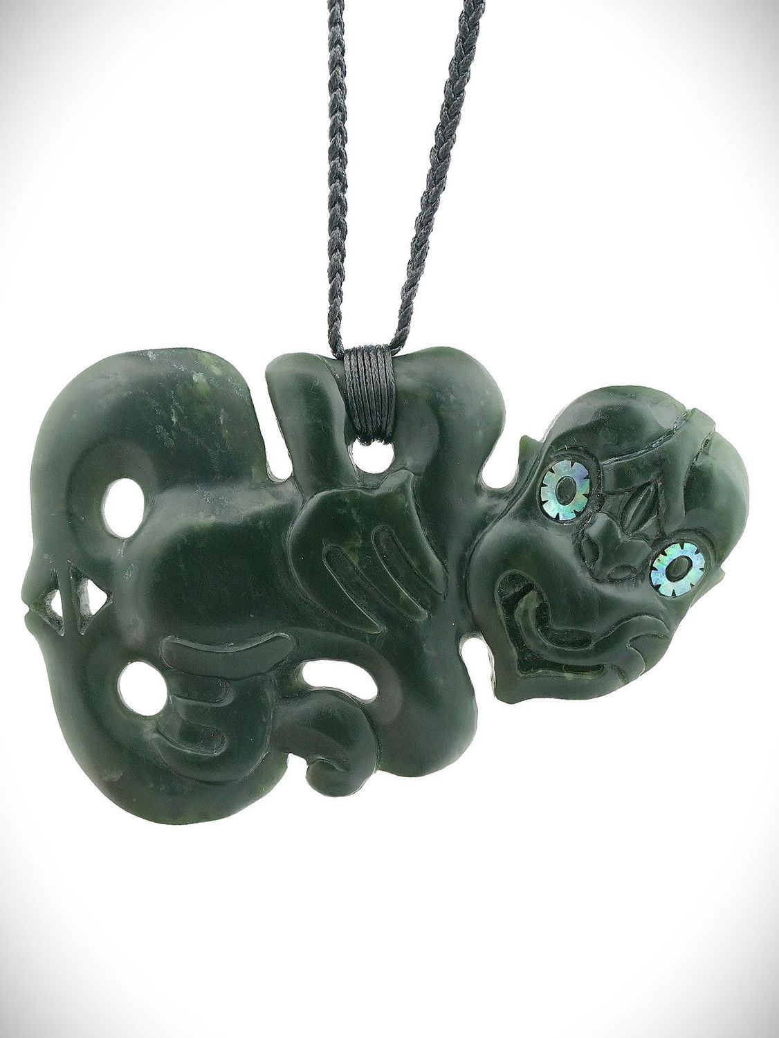 Moko Pounamu Hei Tiki NZ Genuine Kawakawa Greenstone - Tauhoa