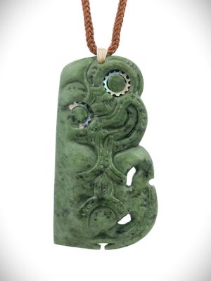 Moko Pounamu Hei Tiki NZ Genuine Auhunga Greenstone - Mataia Moko Pounamu Hei Tiki NZ Genuine Auhunga Greenstone - Mataia