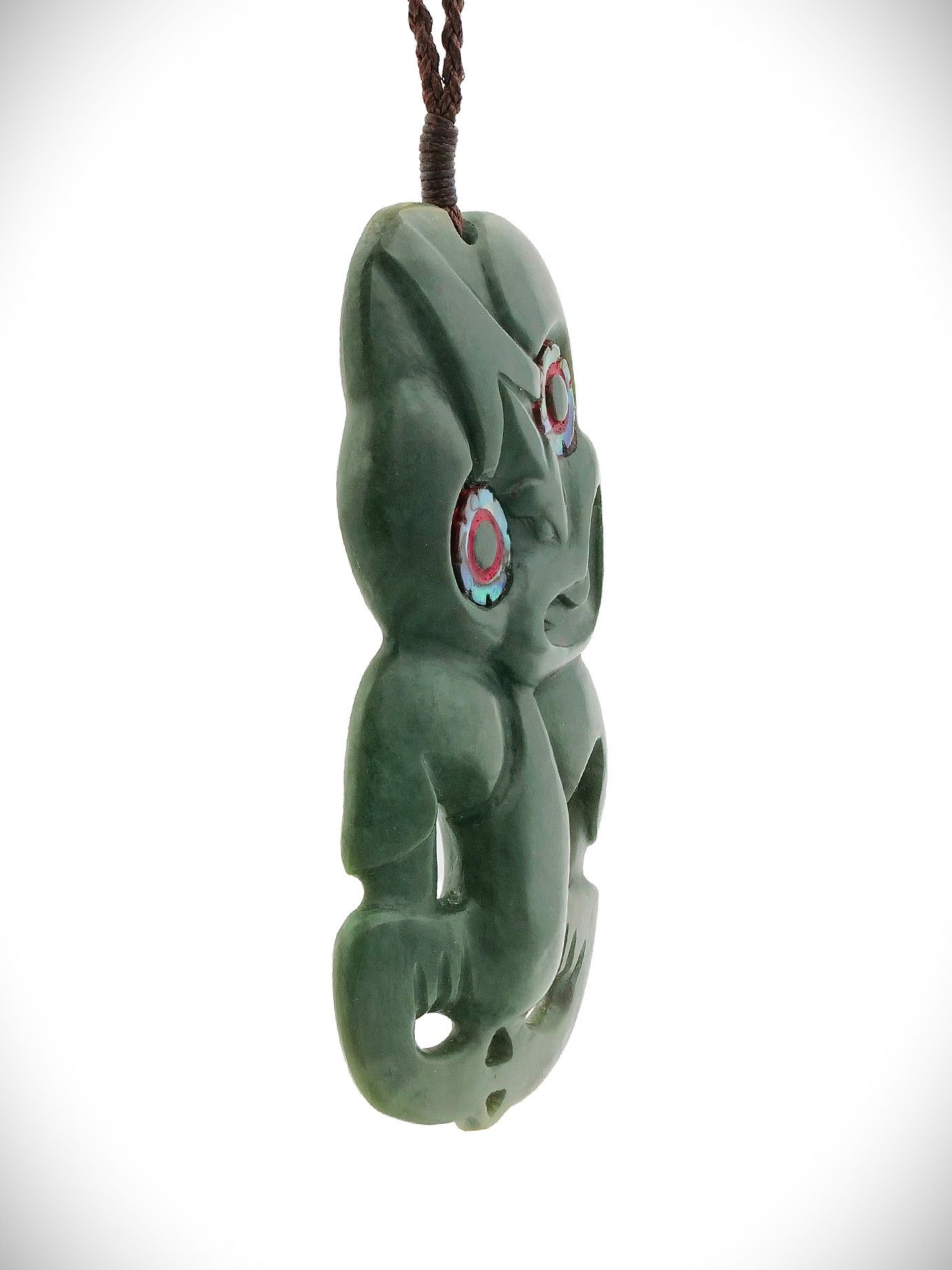 Moko Pounamu Hei Tiki NZ Genuine Inanga Greenstone - Omeru