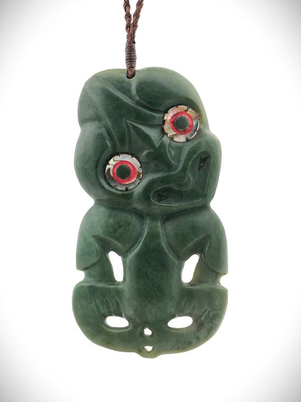 Moko Pounamu Hei Tiki NZ Genuine Inanga Greenstone - Omeru Moko Pounamu Hei Tiki NZ Genuine Inanga Greenstone - Omeru