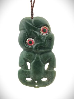 Moko Pounamu Hei Tiki NZ Genuine Inanga Greenstone - Omeru Moko Pounamu Hei Tiki NZ Genuine Inanga Greenstone - Omeru
