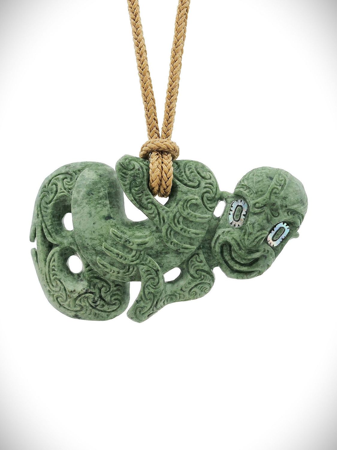 Moko Pounamu Hei Tiki NZ Genuine Auhunga Greenstone - Makarau Moko Pounamu Hei Tiki NZ Genuine Auhunga Greenstone - Makarau