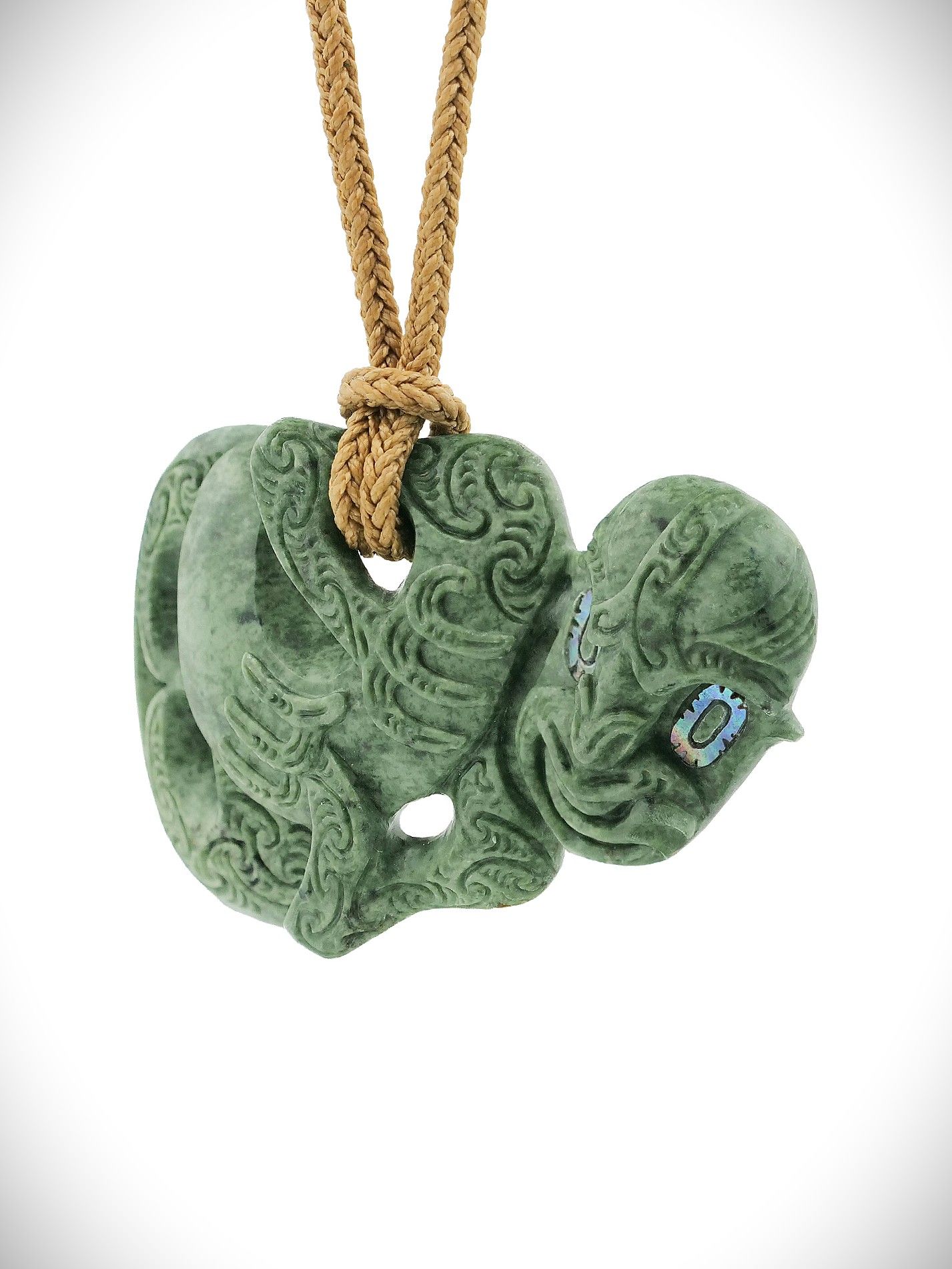 Moko Pounamu Hei Tiki NZ Genuine Auhunga Greenstone - Makarau